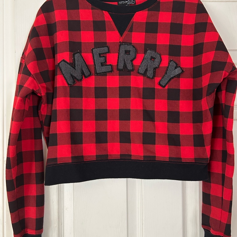 Fifth Sun Red and Black Checkered Top